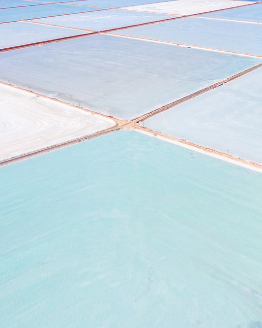 Aerial image of the rio tinto salt ponds in dampier, western australia
